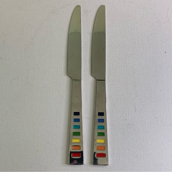 2 Fiestaware Fiesta Celebration Silverware Rainbow Flatware Knives Knife 9.25" - Picture 1 of 8